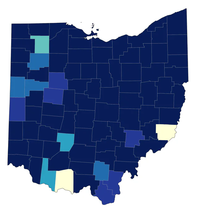 Horned Grebe county map