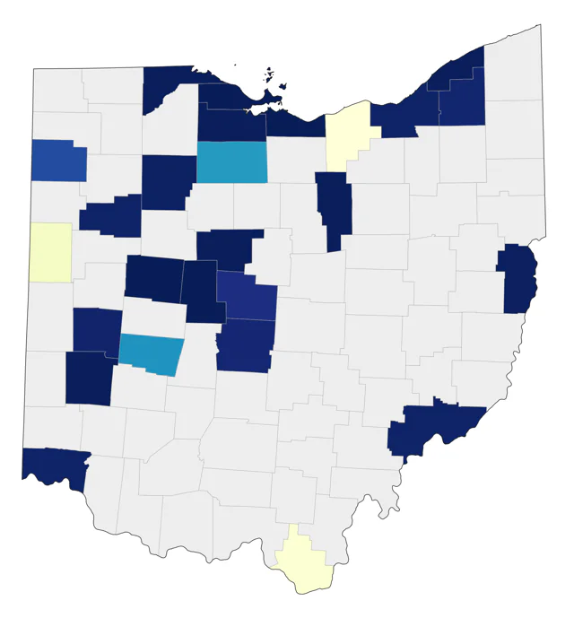 Kirtland's Warbler county map