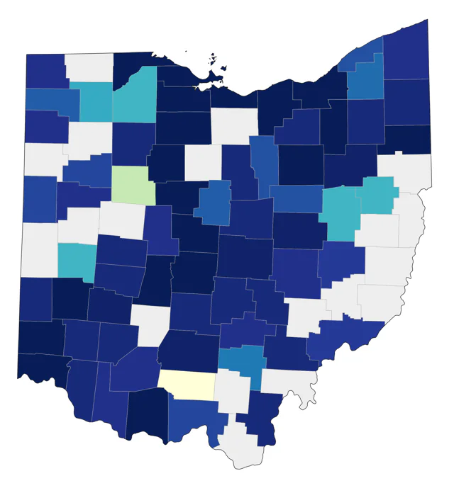 Little Blue Heron county map