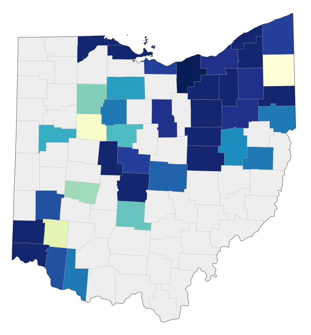 Nelson's Sparrow county map