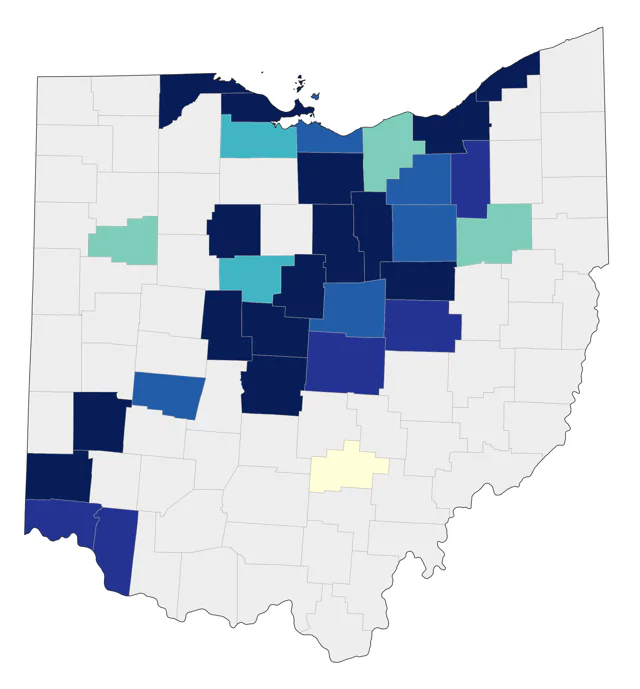 Neotropic Cormorant county map