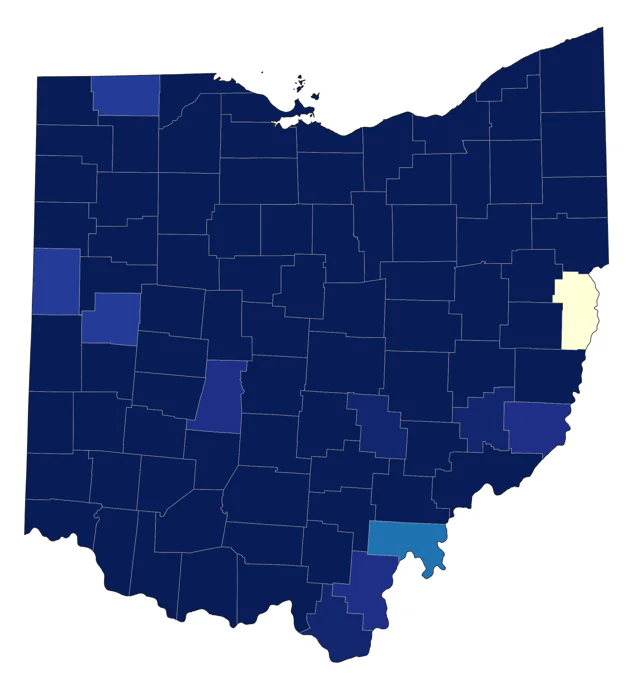 Northern Waterthrush county map