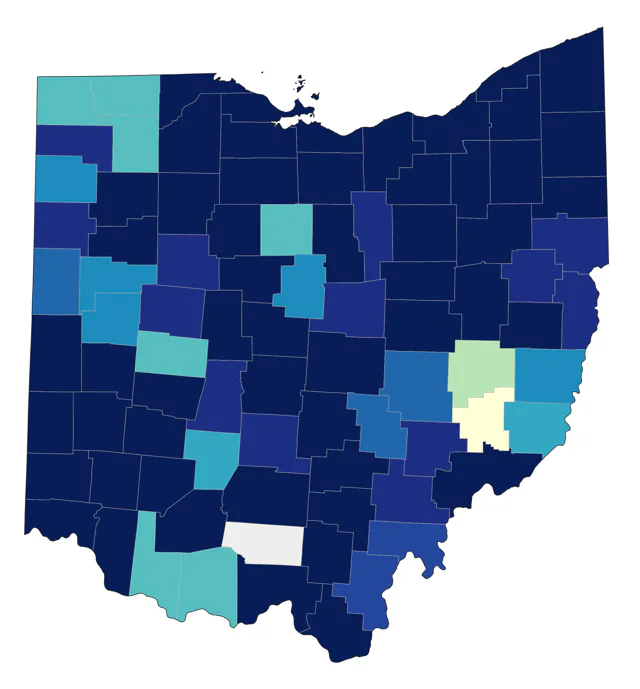 Orange-crowned Warbler county map