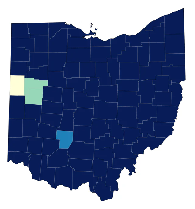 Ovenbird county map