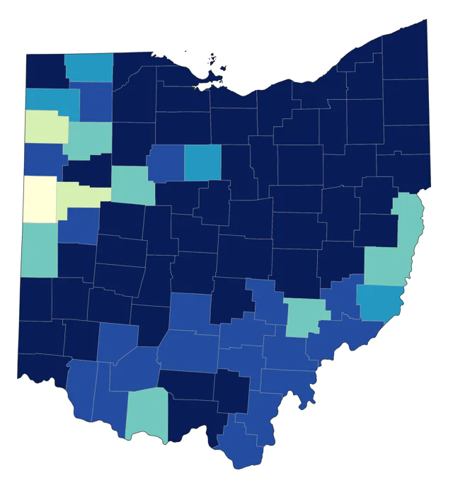 Philadelphia Vireo county map
