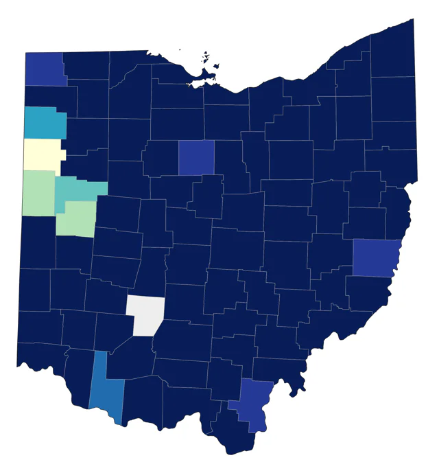 Pine Warbler county map