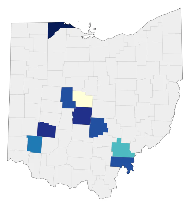 Red Junglefowl county map