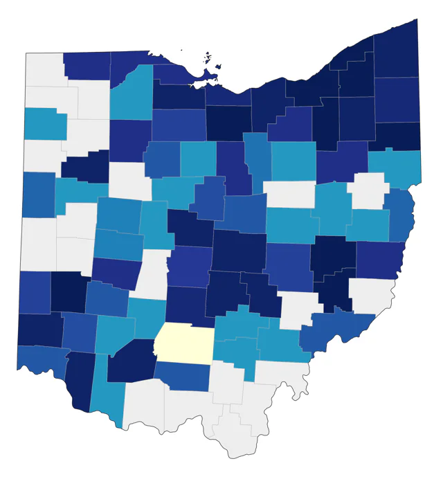 Red-necked Grebe county map