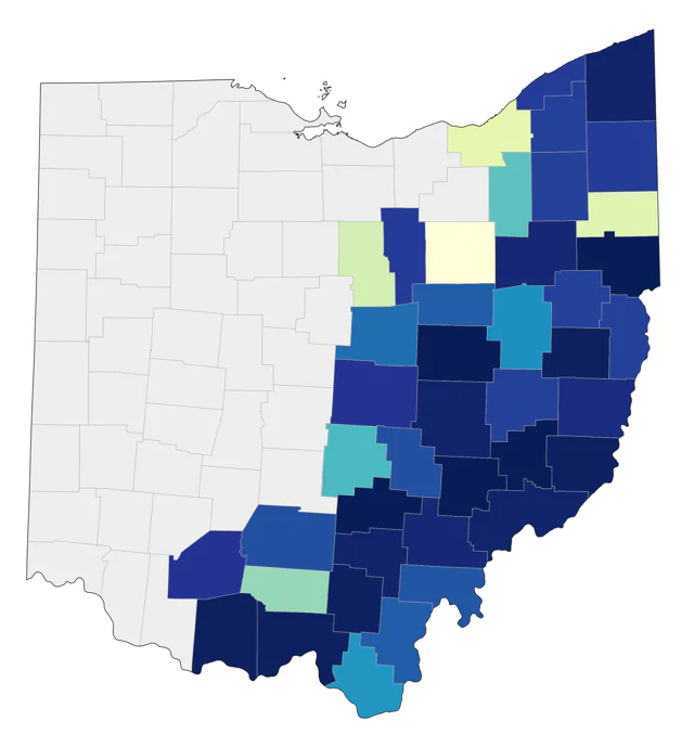 Ruffed Grouse county map
