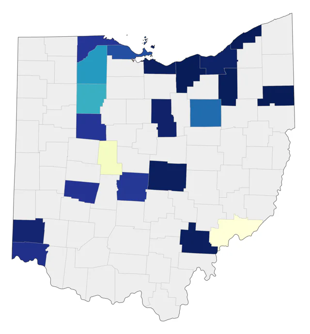 Scissor-tailed Flycatcher county map