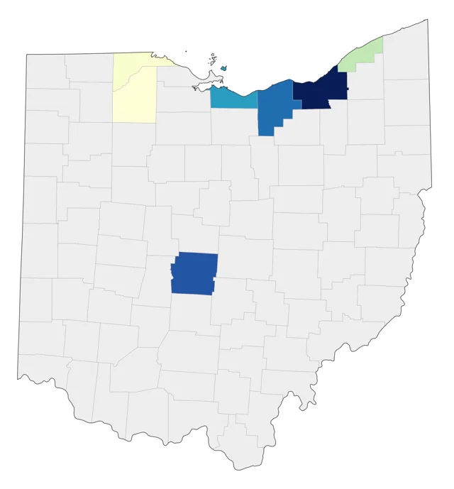 Short-billed Gull county map
