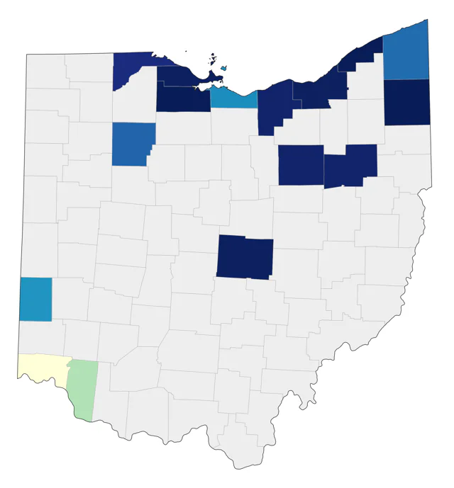 Tricolored Heron county map