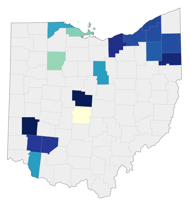 Western Grebe county map