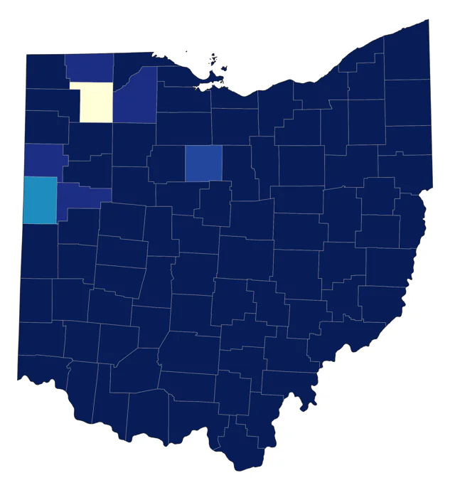 White-eyed Vireo county map