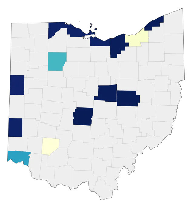 Wood Stork county map