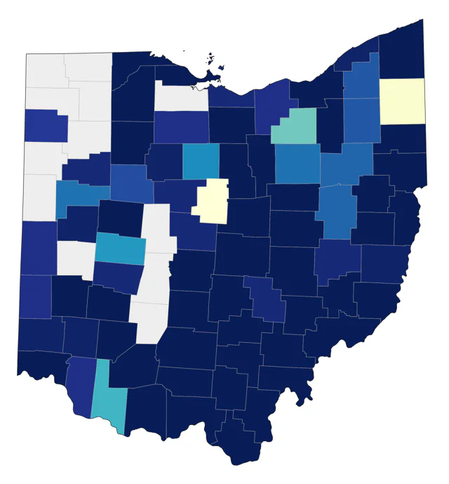 Worm-eating Warbler county map