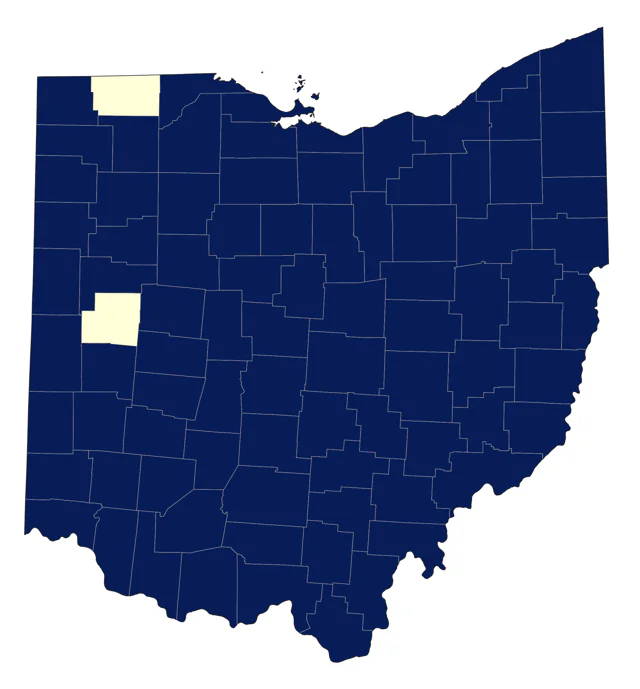 Yellow-billed Cuckoo county map