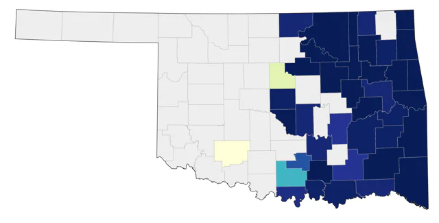 Acadian Flycatcher county map