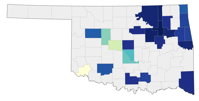 Black-billed Cuckoo county map