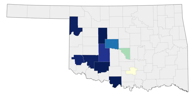 Black-capped Vireo county map