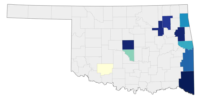 Cerulean Warbler county map