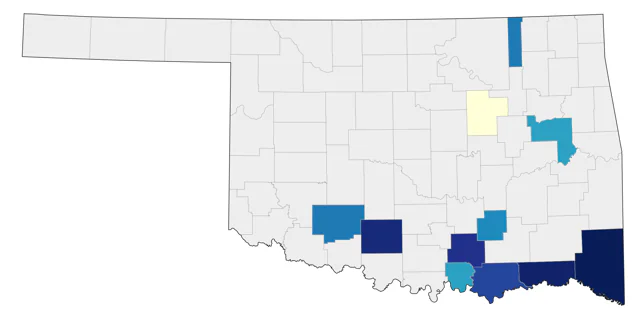 Wood Stork county map