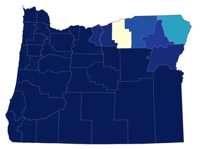 Black-throated Gray Warbler county map