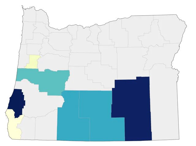 Black-throated Green Warbler county map