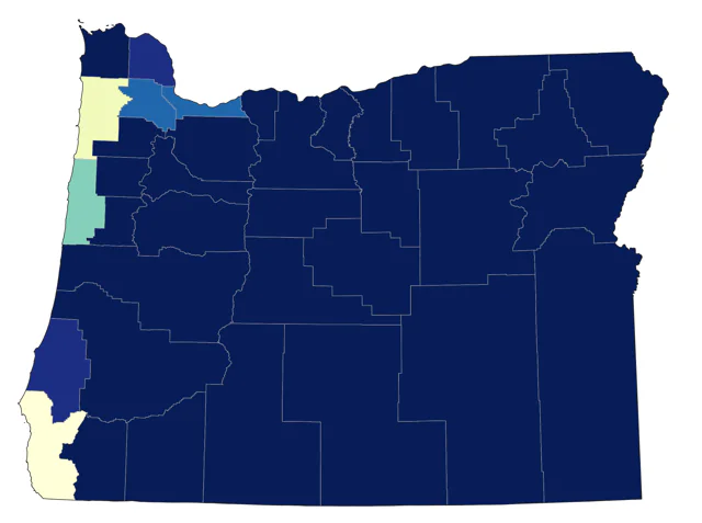 Calliope Hummingbird county map