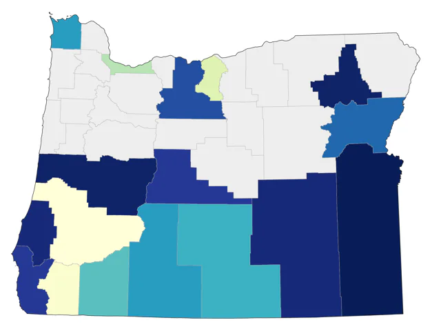 Common Grackle county map