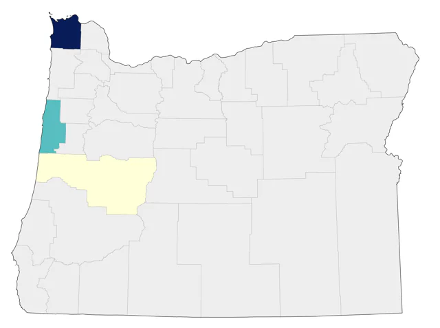 Eastern Yellow Wagtail county map