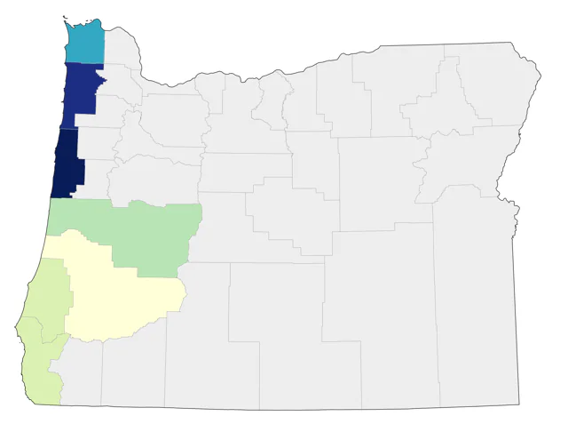 Flesh-footed Shearwater county map