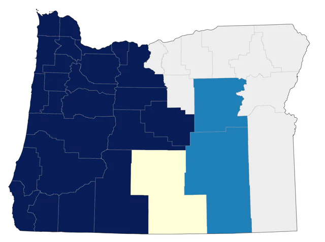 Hermit Warbler county map