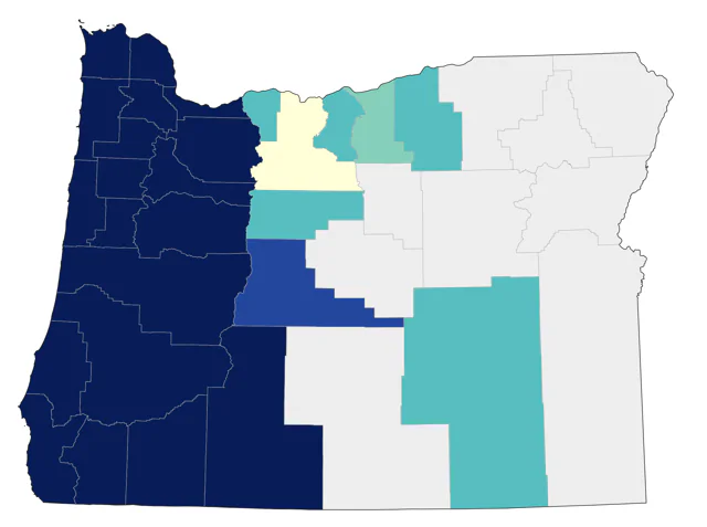 Hutton's Vireo county map