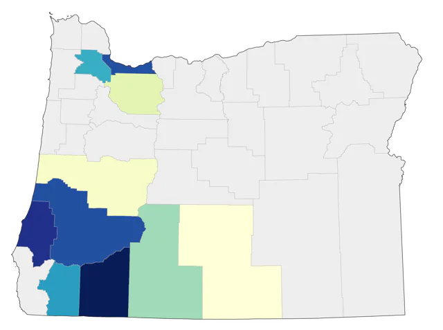 Lawrence's Goldfinch county map
