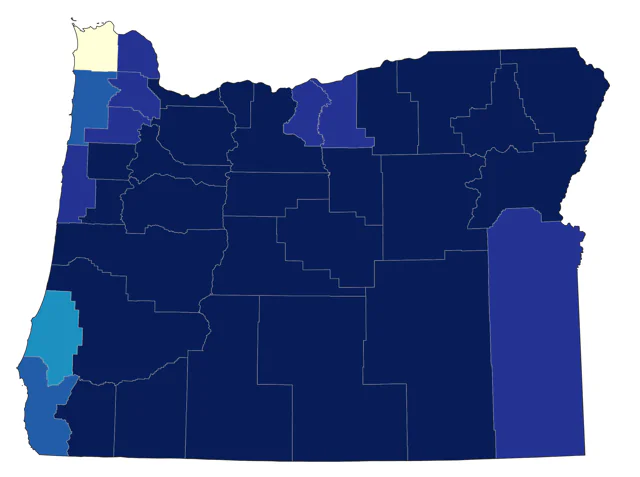 Lewis's Woodpecker county map
