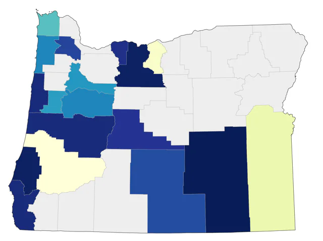 Magnolia Warbler county map