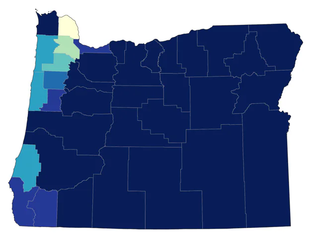 Mountain Bluebird county map