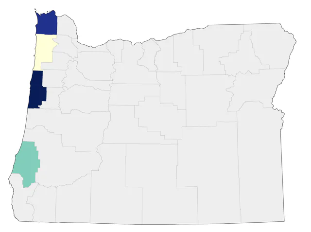 Red-legged Kittiwake county map