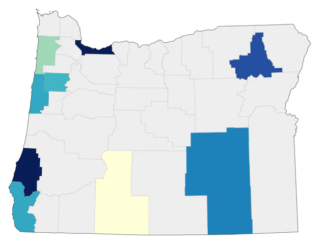 Scissor-tailed Flycatcher county map