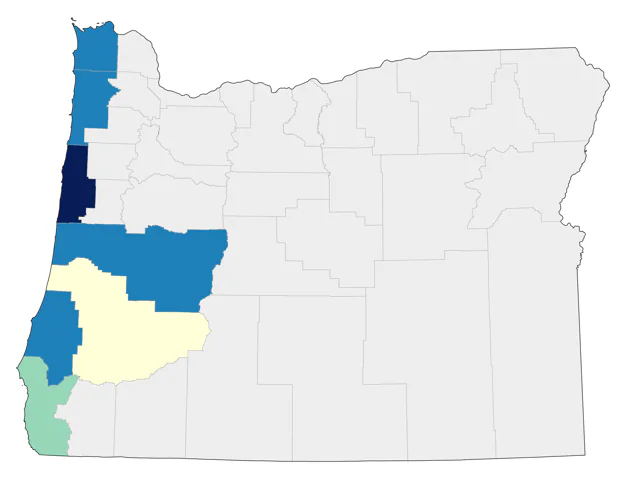 Short-tailed Shearwater county map