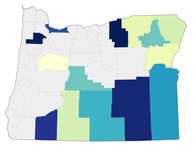 Yellow-billed Cuckoo county map