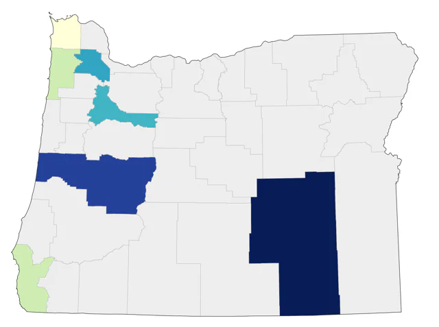 Yellow-throated Warbler county map