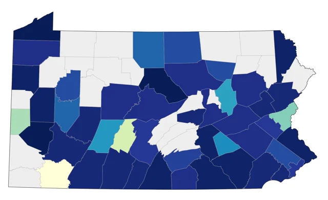 American Avocet county map