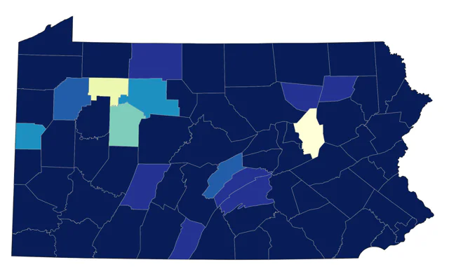 American Herring Gull county map