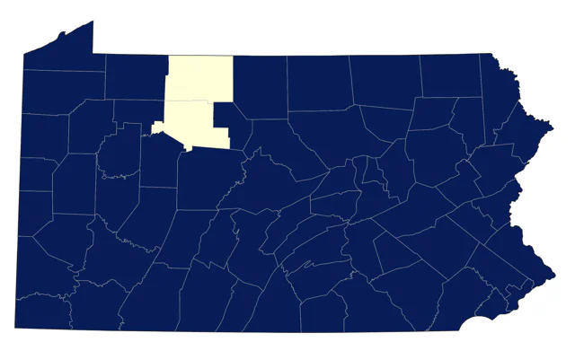 Bay-breasted Warbler county map