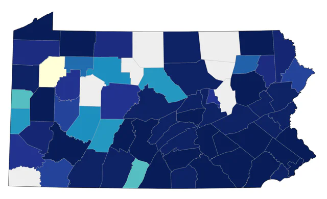 Black-crowned Night Heron county map