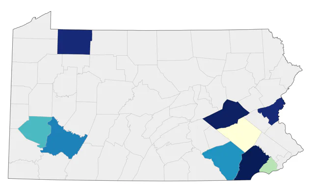 Black-headed Grosbeak county map