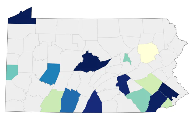 Black-legged Kittiwake county map
