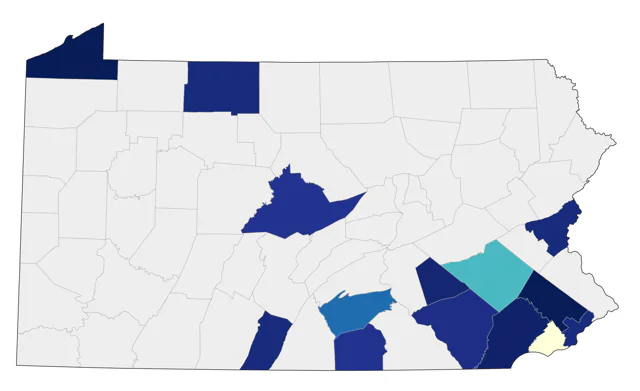 Black-throated Gray Warbler county map
